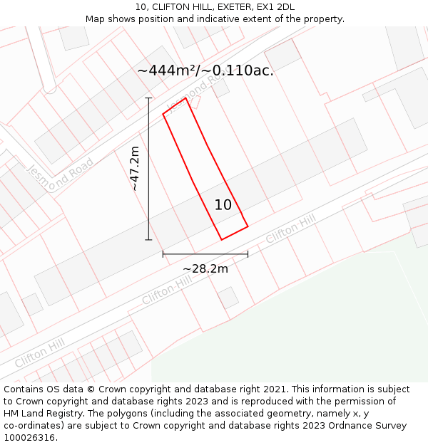 10, CLIFTON HILL, EXETER, EX1 2DL: Plot and title map