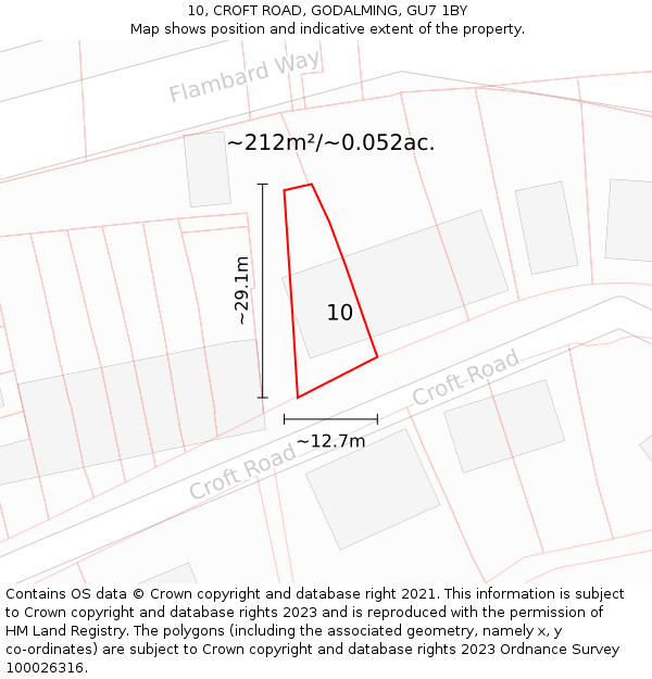 10, CROFT ROAD, GODALMING, GU7 1BY: Plot and title map