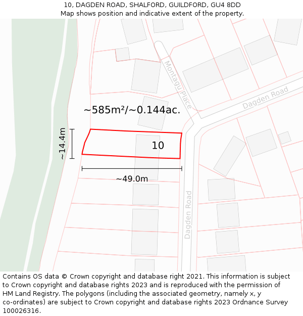 10, DAGDEN ROAD, SHALFORD, GUILDFORD, GU4 8DD: Plot and title map