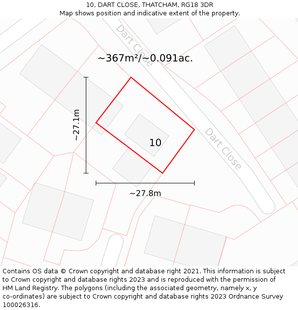 10, DART CLOSE, THATCHAM, RG18 3DR: Plot and title map