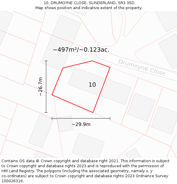 10, DRUMOYNE CLOSE, SUNDERLAND, SR3 3SD: Plot and title map