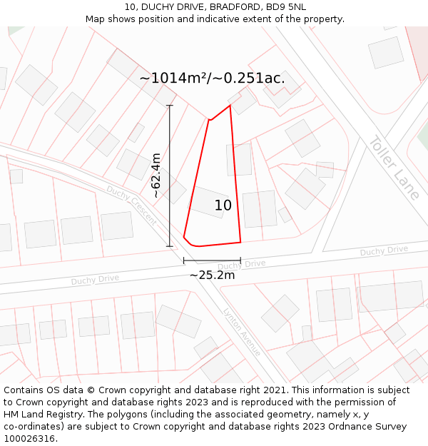 10, DUCHY DRIVE, BRADFORD, BD9 5NL: Plot and title map