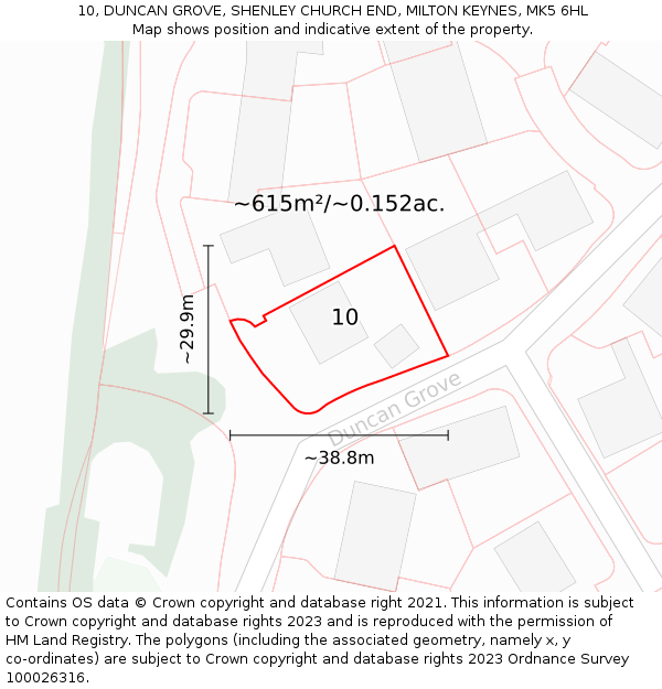 10, DUNCAN GROVE, SHENLEY CHURCH END, MILTON KEYNES, MK5 6HL: Plot and title map