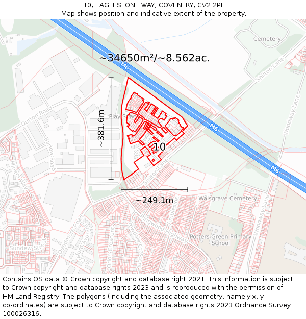 10, EAGLESTONE WAY, COVENTRY, CV2 2PE: Plot and title map