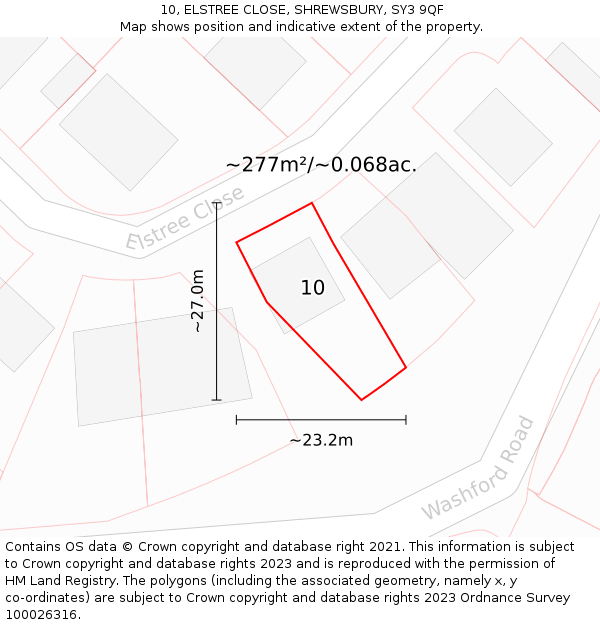 10, ELSTREE CLOSE, SHREWSBURY, SY3 9QF: Plot and title map