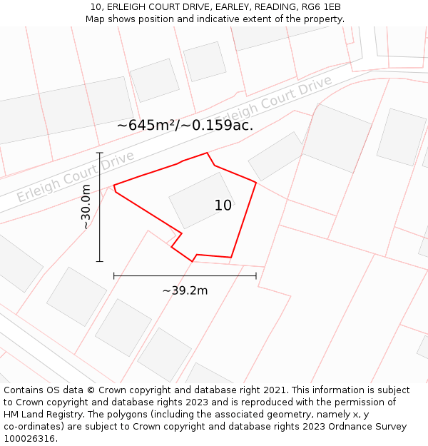 10, ERLEIGH COURT DRIVE, EARLEY, READING, RG6 1EB: Plot and title map