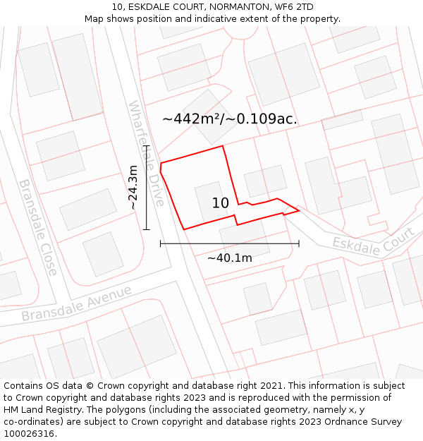 10, ESKDALE COURT, NORMANTON, WF6 2TD: Plot and title map