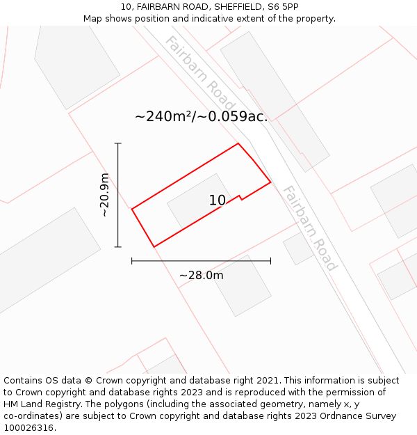 10, FAIRBARN ROAD, SHEFFIELD, S6 5PP: Plot and title map