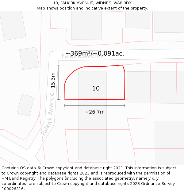 10, FALKIRK AVENUE, WIDNES, WA8 9DX: Plot and title map