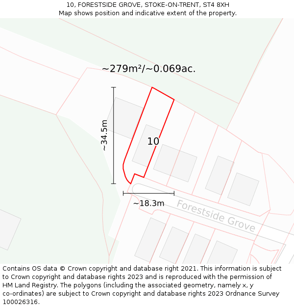 10, FORESTSIDE GROVE, STOKE-ON-TRENT, ST4 8XH: Plot and title map