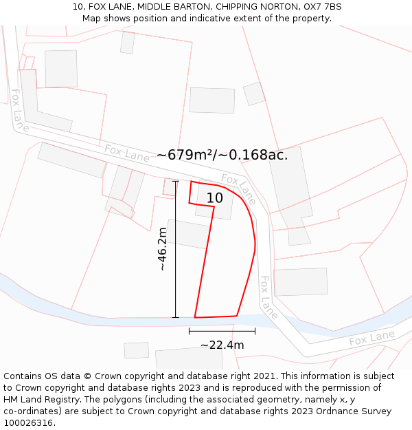 10, FOX LANE, MIDDLE BARTON, CHIPPING NORTON, OX7 7BS: Plot and title map