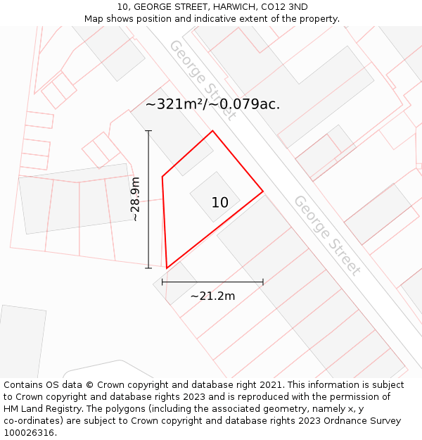 10, GEORGE STREET, HARWICH, CO12 3ND: Plot and title map