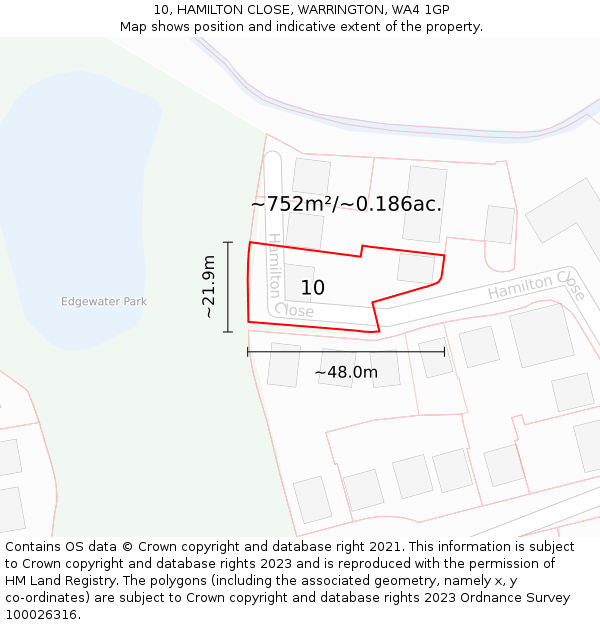 10, HAMILTON CLOSE, WARRINGTON, WA4 1GP: Plot and title map