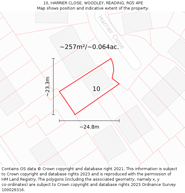 10, HARRIER CLOSE, WOODLEY, READING, RG5 4PE: Plot and title map