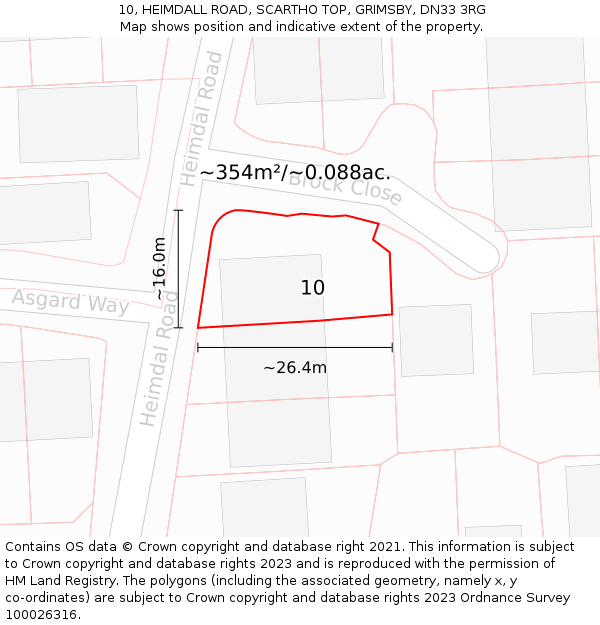 10, HEIMDALL ROAD, SCARTHO TOP, GRIMSBY, DN33 3RG: Plot and title map