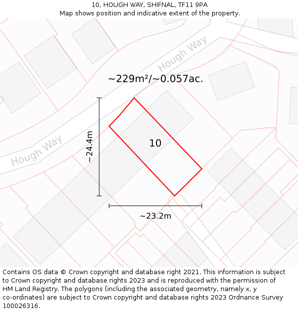 10, HOUGH WAY, SHIFNAL, TF11 9PA: Plot and title map