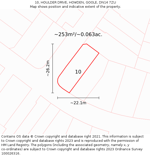 10, HOULDER DRIVE, HOWDEN, GOOLE, DN14 7ZU: Plot and title map