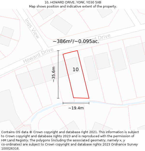 10, HOWARD DRIVE, YORK, YO30 5XB: Plot and title map