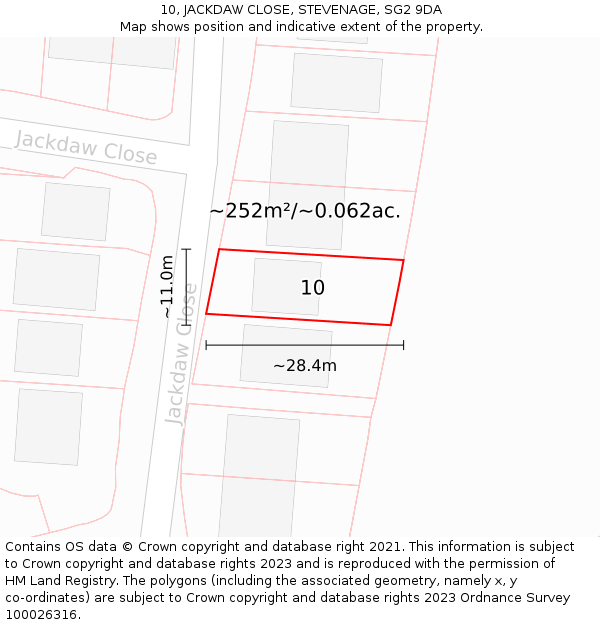 10, JACKDAW CLOSE, STEVENAGE, SG2 9DA: Plot and title map