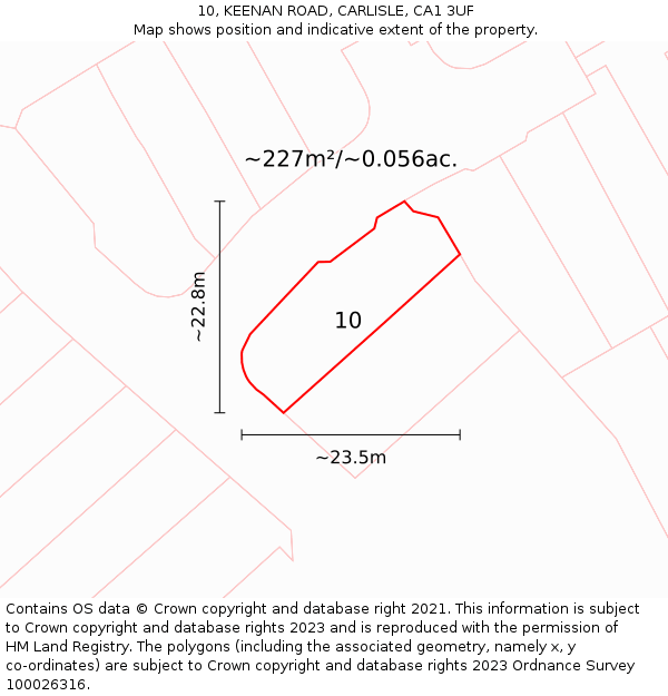 10, KEENAN ROAD, CARLISLE, CA1 3UF: Plot and title map