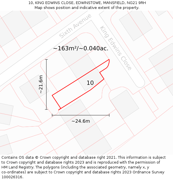 10, KING EDWINS CLOSE, EDWINSTOWE, MANSFIELD, NG21 9RH: Plot and title map