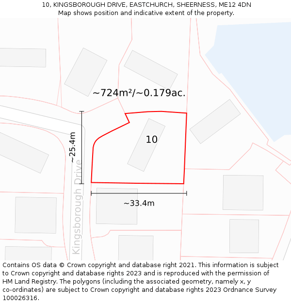 10, KINGSBOROUGH DRIVE, EASTCHURCH, SHEERNESS, ME12 4DN: Plot and title map