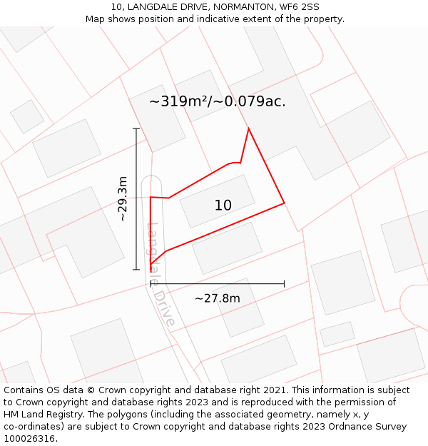 10, LANGDALE DRIVE, NORMANTON, WF6 2SS: Plot and title map