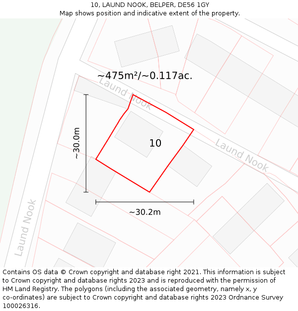 10, LAUND NOOK, BELPER, DE56 1GY: Plot and title map