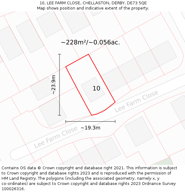 10, LEE FARM CLOSE, CHELLASTON, DERBY, DE73 5QE: Plot and title map