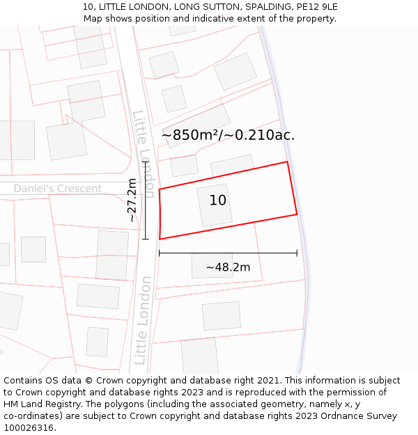 10, LITTLE LONDON, LONG SUTTON, SPALDING, PE12 9LE: Plot and title map