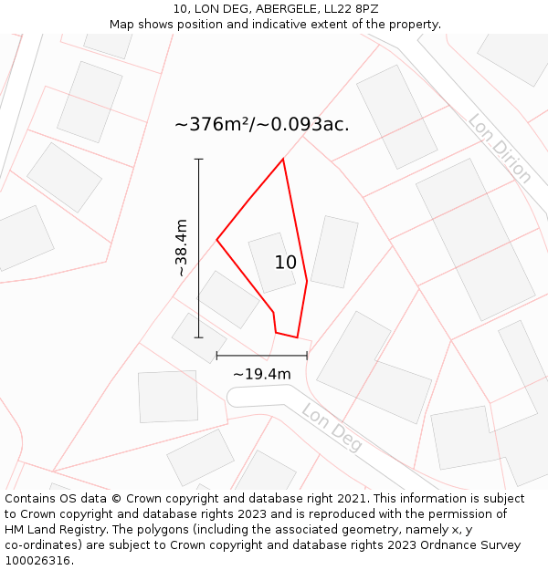 10, LON DEG, ABERGELE, LL22 8PZ: Plot and title map