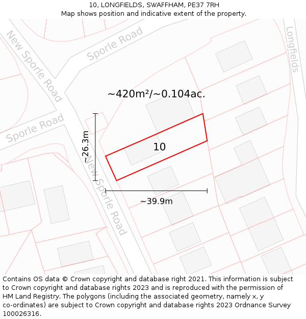 10, LONGFIELDS, SWAFFHAM, PE37 7RH: Plot and title map