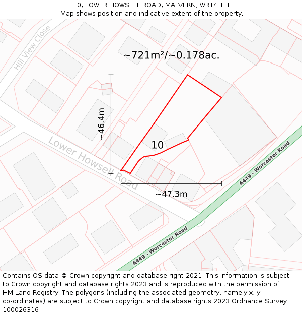 10, LOWER HOWSELL ROAD, MALVERN, WR14 1EF: Plot and title map