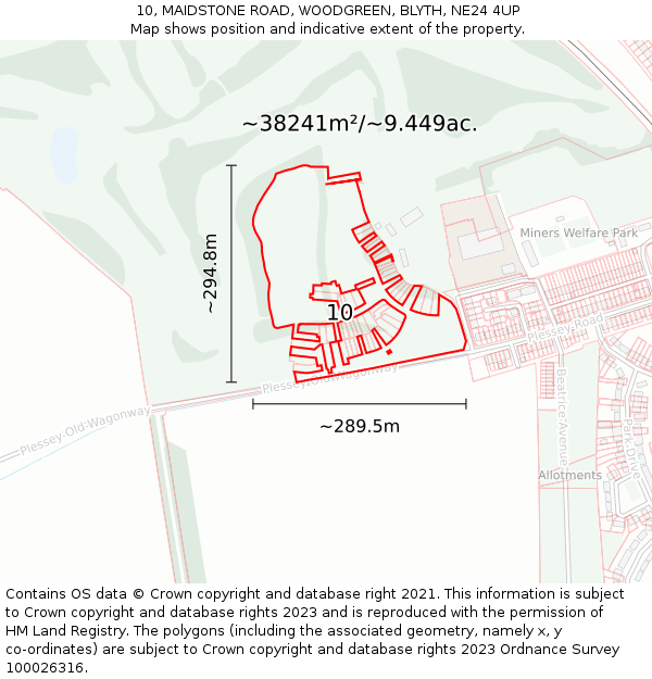 10, MAIDSTONE ROAD, WOODGREEN, BLYTH, NE24 4UP: Plot and title map