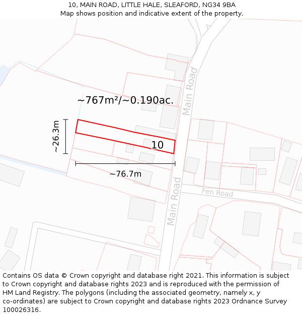 10, MAIN ROAD, LITTLE HALE, SLEAFORD, NG34 9BA: Plot and title map