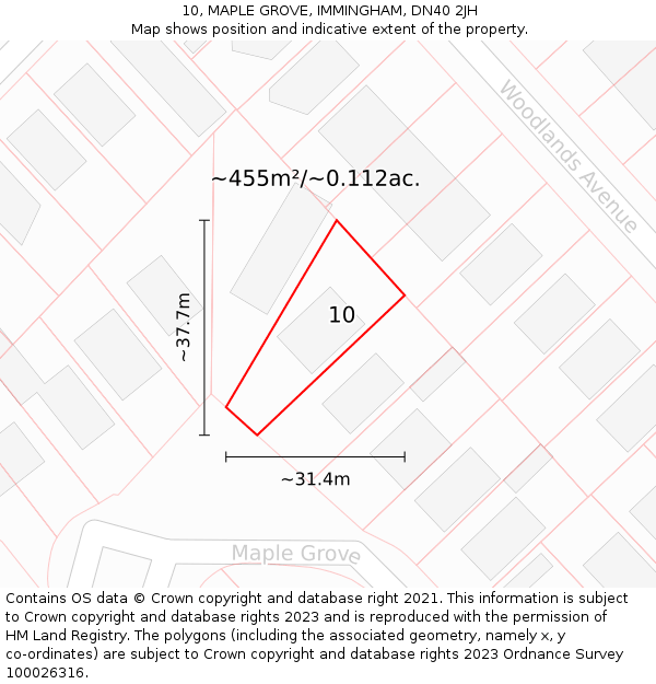 10, MAPLE GROVE, IMMINGHAM, DN40 2JH: Plot and title map