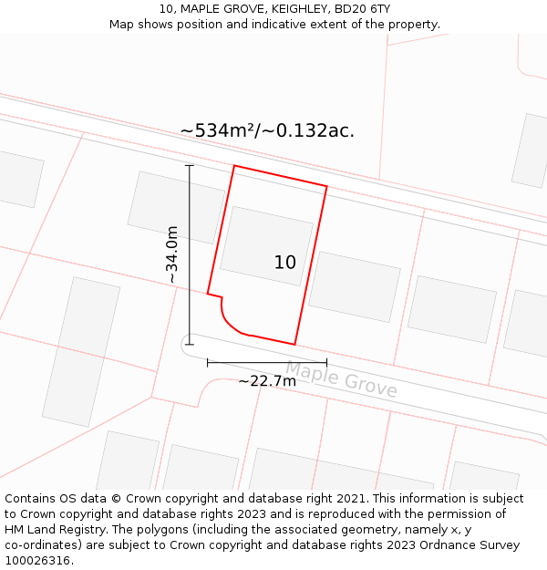 10, MAPLE GROVE, KEIGHLEY, BD20 6TY: Plot and title map