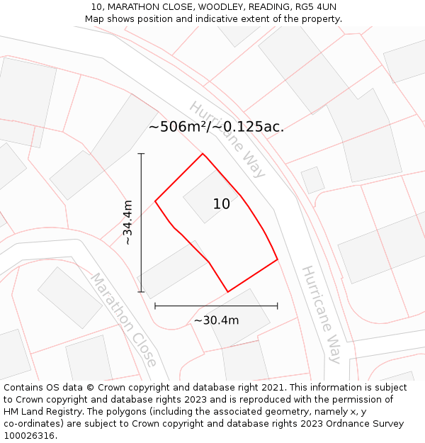 10, MARATHON CLOSE, WOODLEY, READING, RG5 4UN: Plot and title map