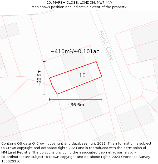 10, MARSH CLOSE, LONDON, NW7 4NY: Plot and title map