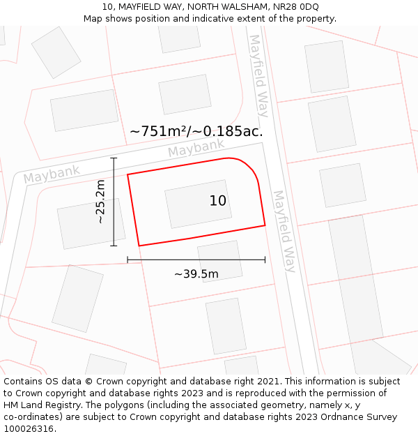 10, MAYFIELD WAY, NORTH WALSHAM, NR28 0DQ: Plot and title map