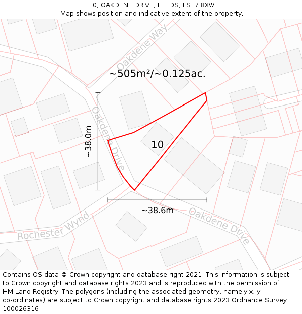 10, OAKDENE DRIVE, LEEDS, LS17 8XW: Plot and title map