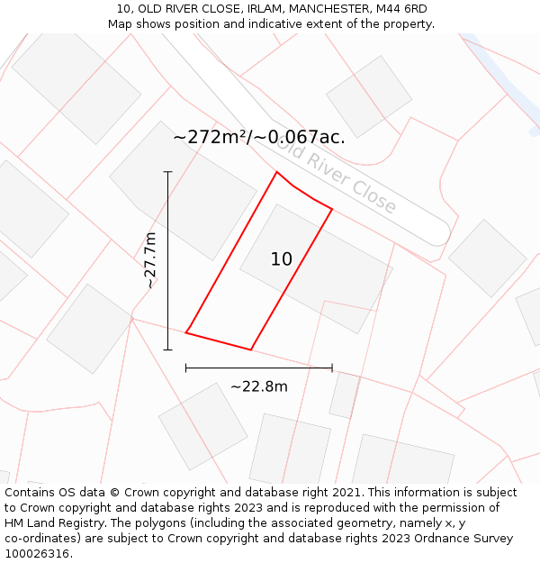 10, OLD RIVER CLOSE, IRLAM, MANCHESTER, M44 6RD: Plot and title map