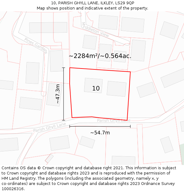 10, PARISH GHYLL LANE, ILKLEY, LS29 9QP: Plot and title map