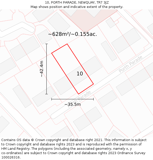 10, PORTH PARADE, NEWQUAY, TR7 3JZ: Plot and title map