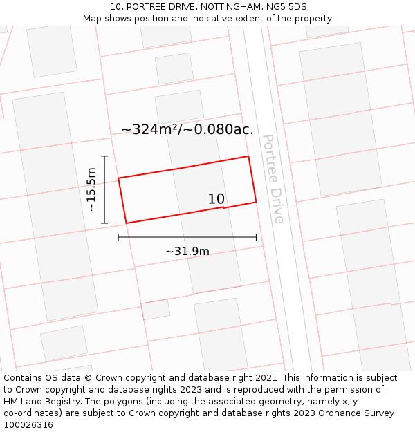 10, PORTREE DRIVE, NOTTINGHAM, NG5 5DS: Plot and title map