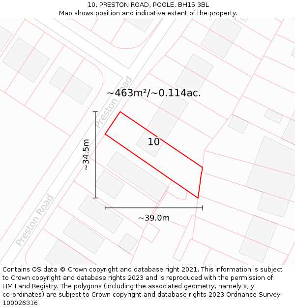 10, PRESTON ROAD, POOLE, BH15 3BL: Plot and title map