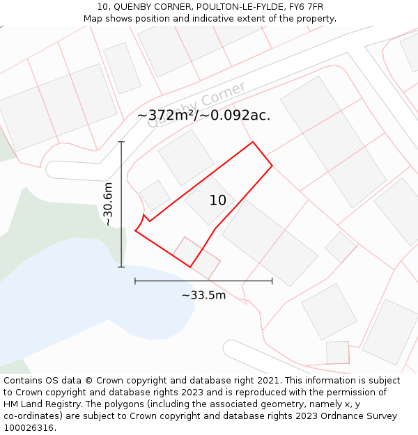 10, QUENBY CORNER, POULTON-LE-FYLDE, FY6 7FR: Plot and title map