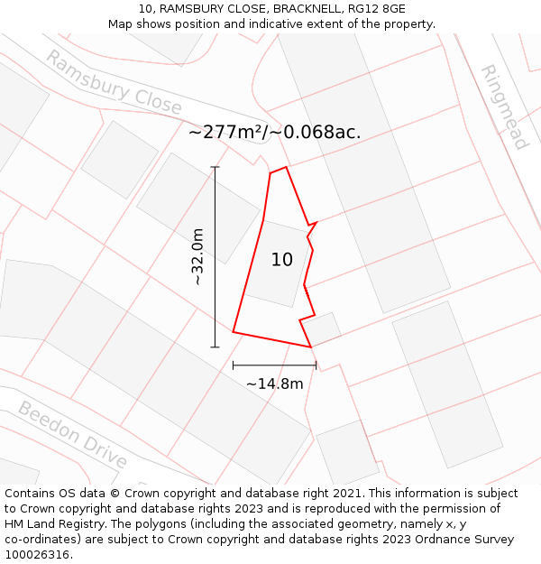 10, RAMSBURY CLOSE, BRACKNELL, RG12 8GE: Plot and title map