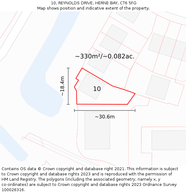 10, REYNOLDS DRIVE, HERNE BAY, CT6 5FG: Plot and title map