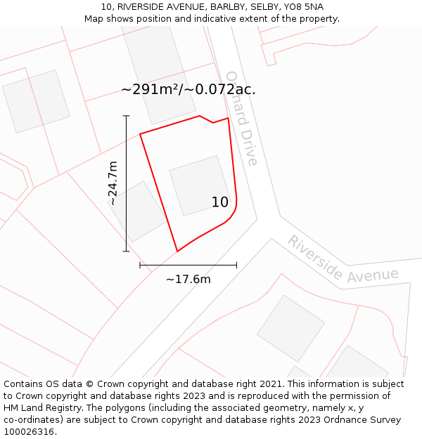 10, RIVERSIDE AVENUE, BARLBY, SELBY, YO8 5NA: Plot and title map